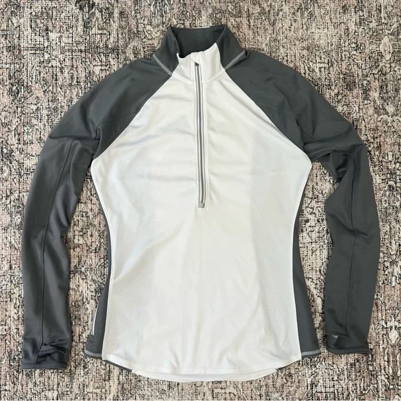 Athleta Women’s Quarter Zip Pullover Top Size Medium Gray White - Picture 3 of 13